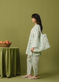 Pastel Blue Printed Suit