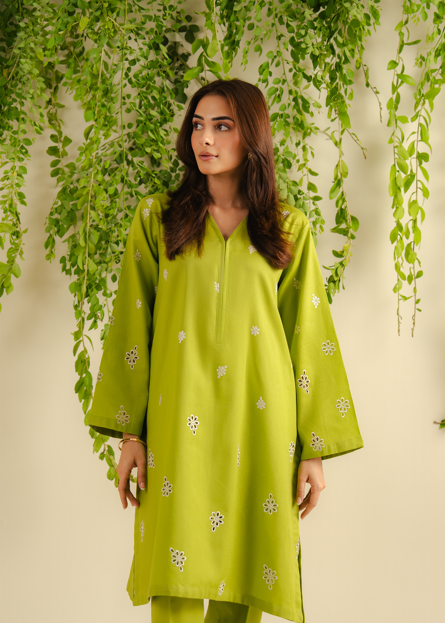 Green Embroidered Suit