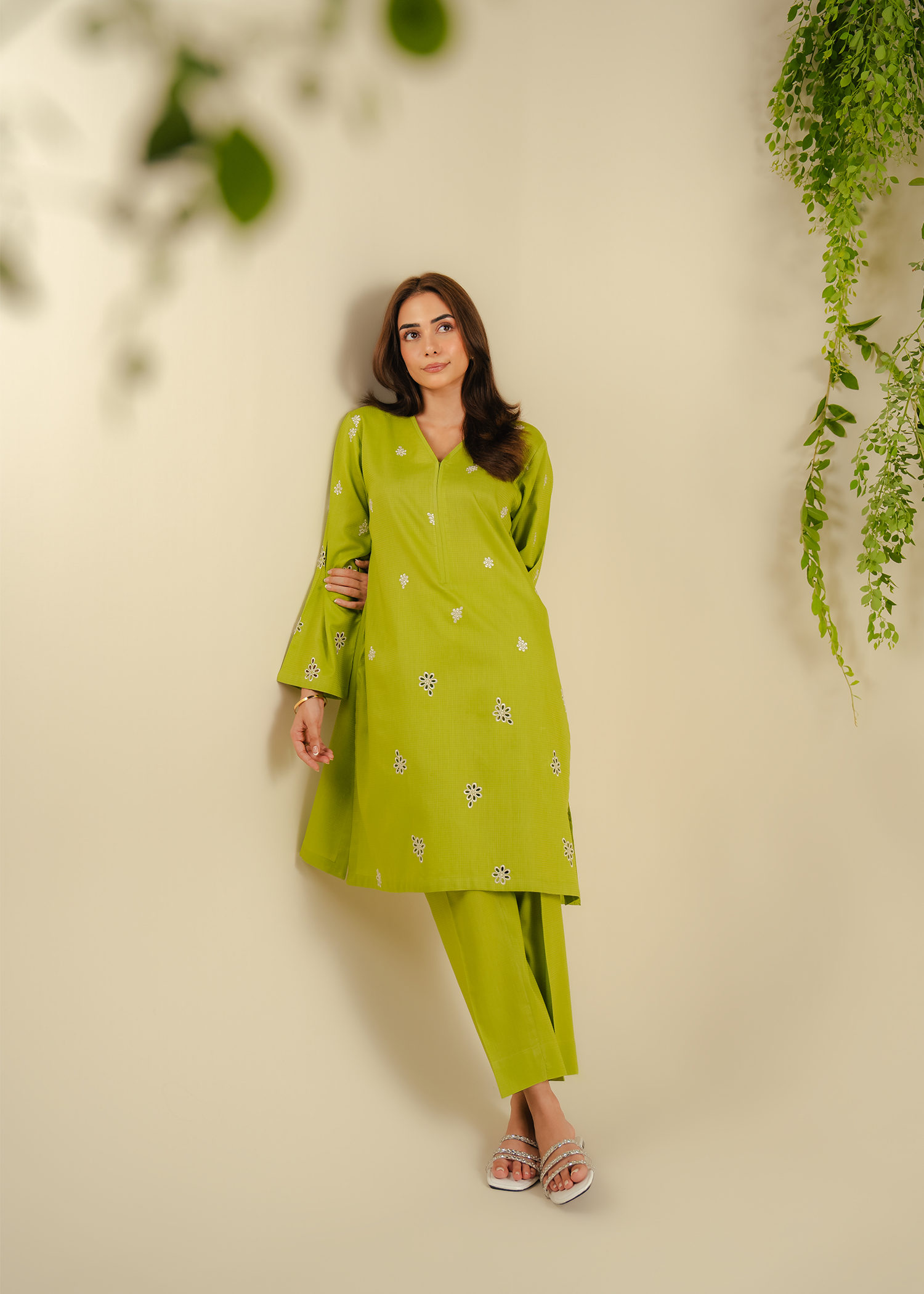 Green Embroidered Suit