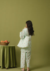 Pastel Blue Printed Suit