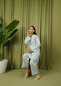 Blue Printed Suit