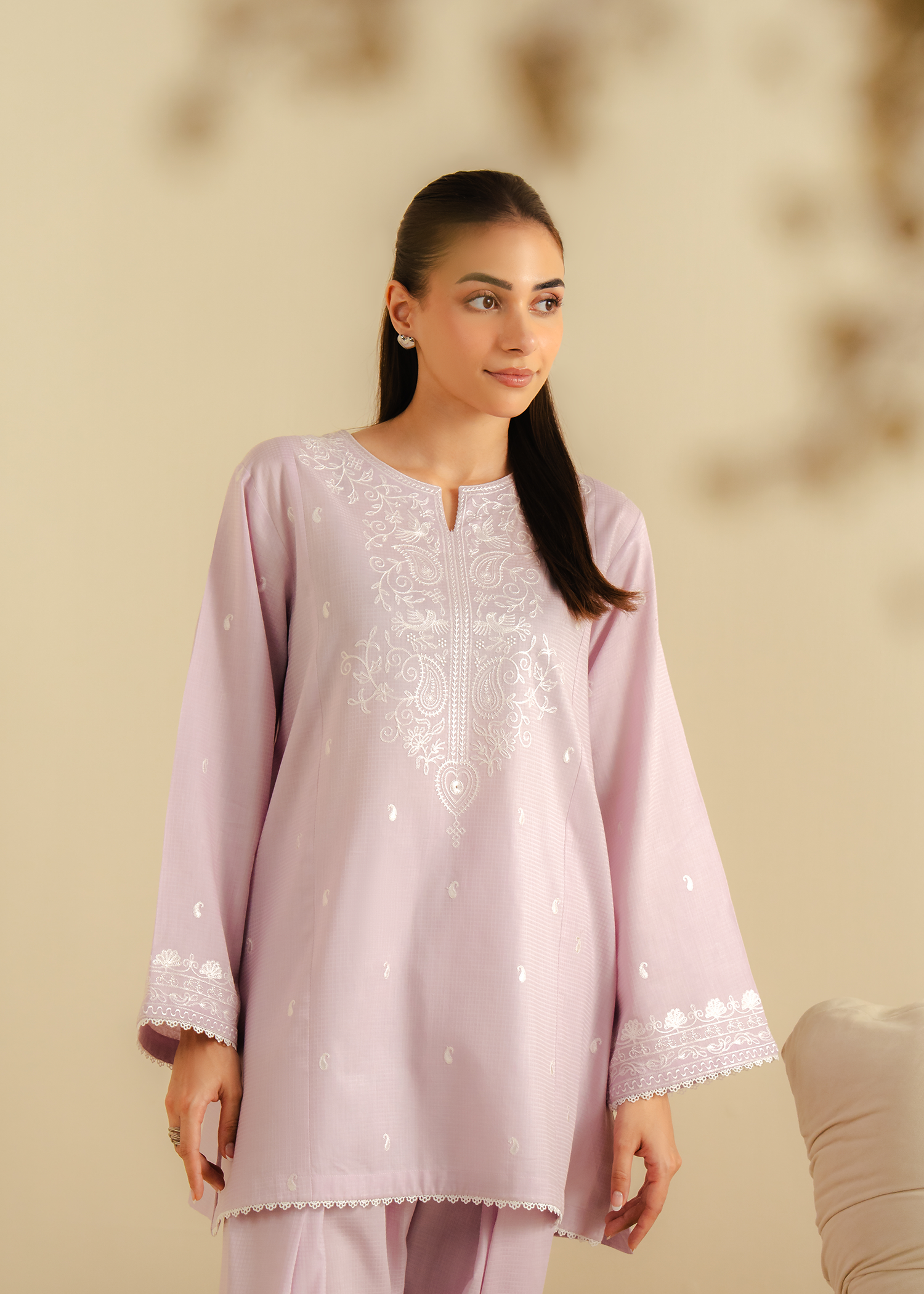 Lilac Embroidered Suit