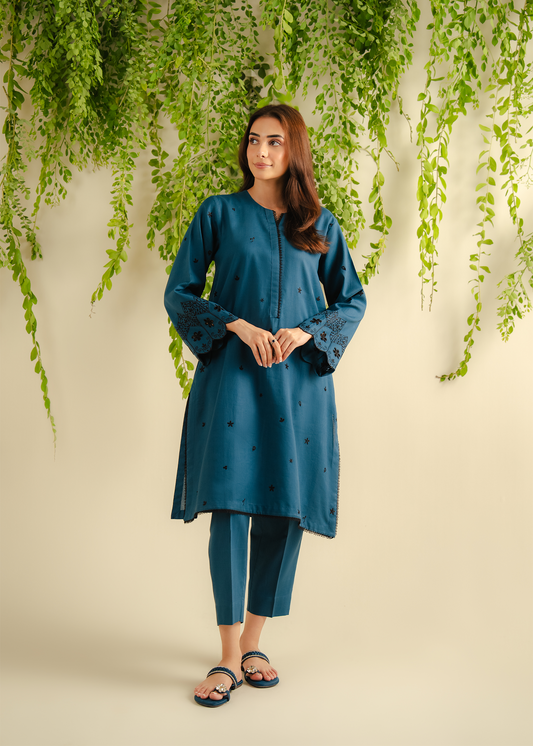 Teal Embroidered Suit