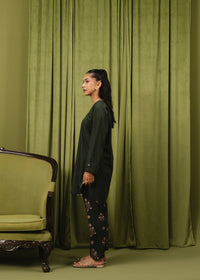 Bottle Green Printed Suit