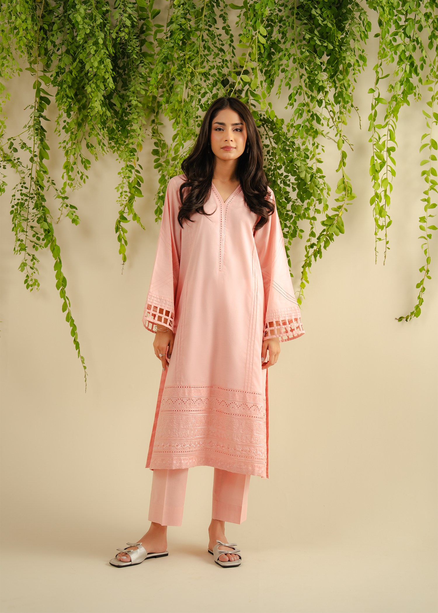 Light Pink Embroidered Suit