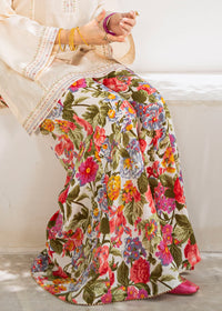 Cream Embroidered Sharara Suit