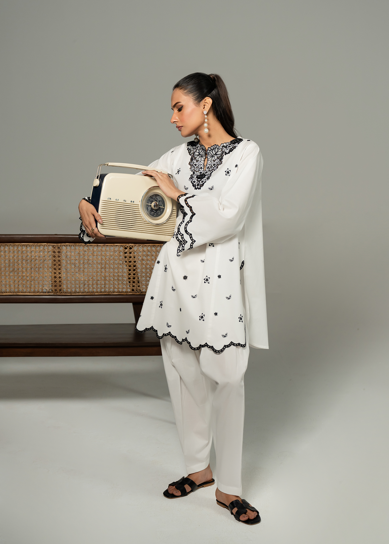 White Embroidered Suit