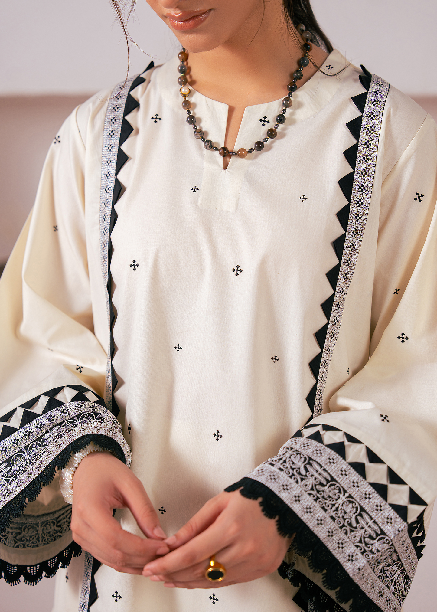 White Embroidered 2 Piece