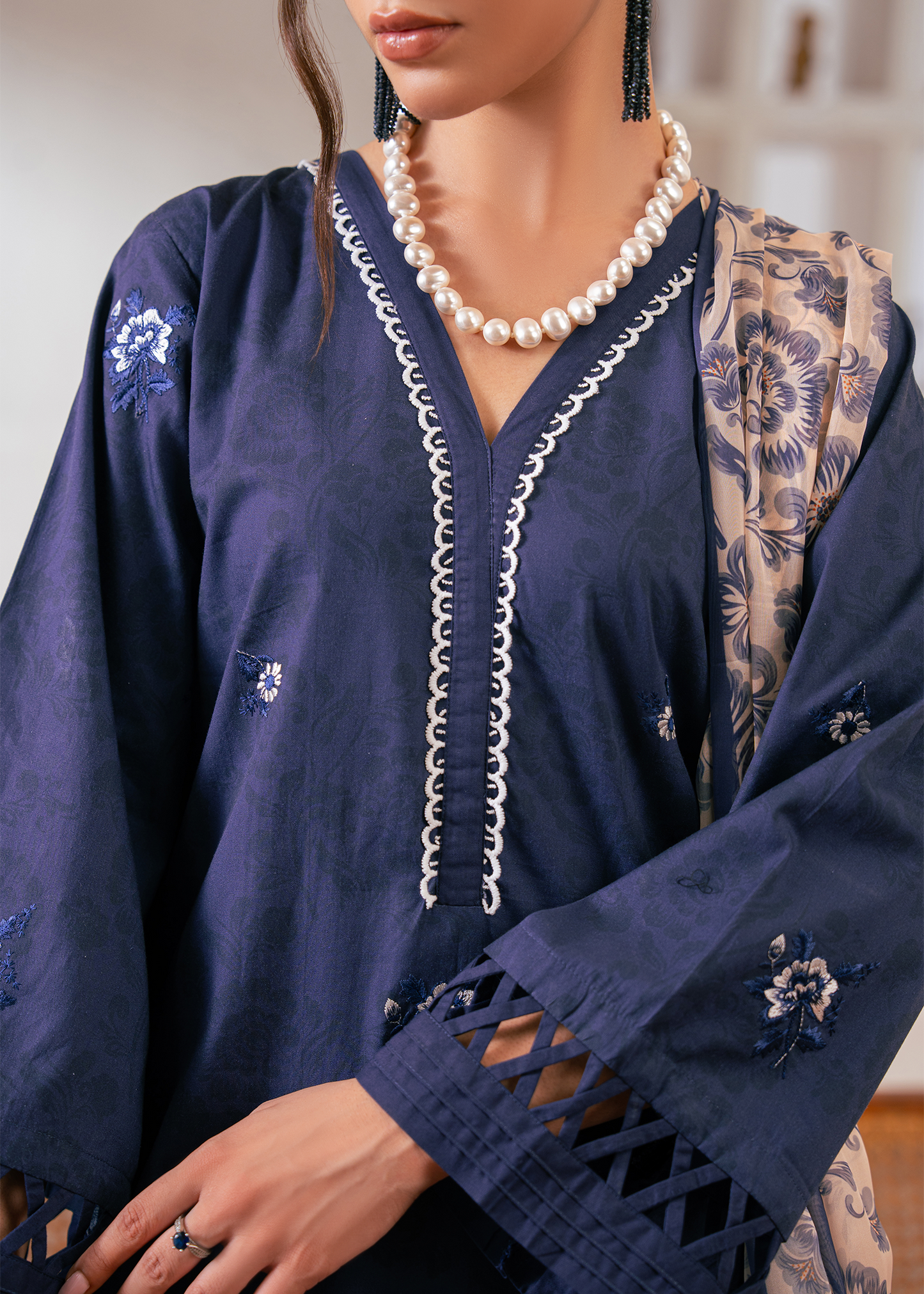 Deep Blue Embroidered Suit