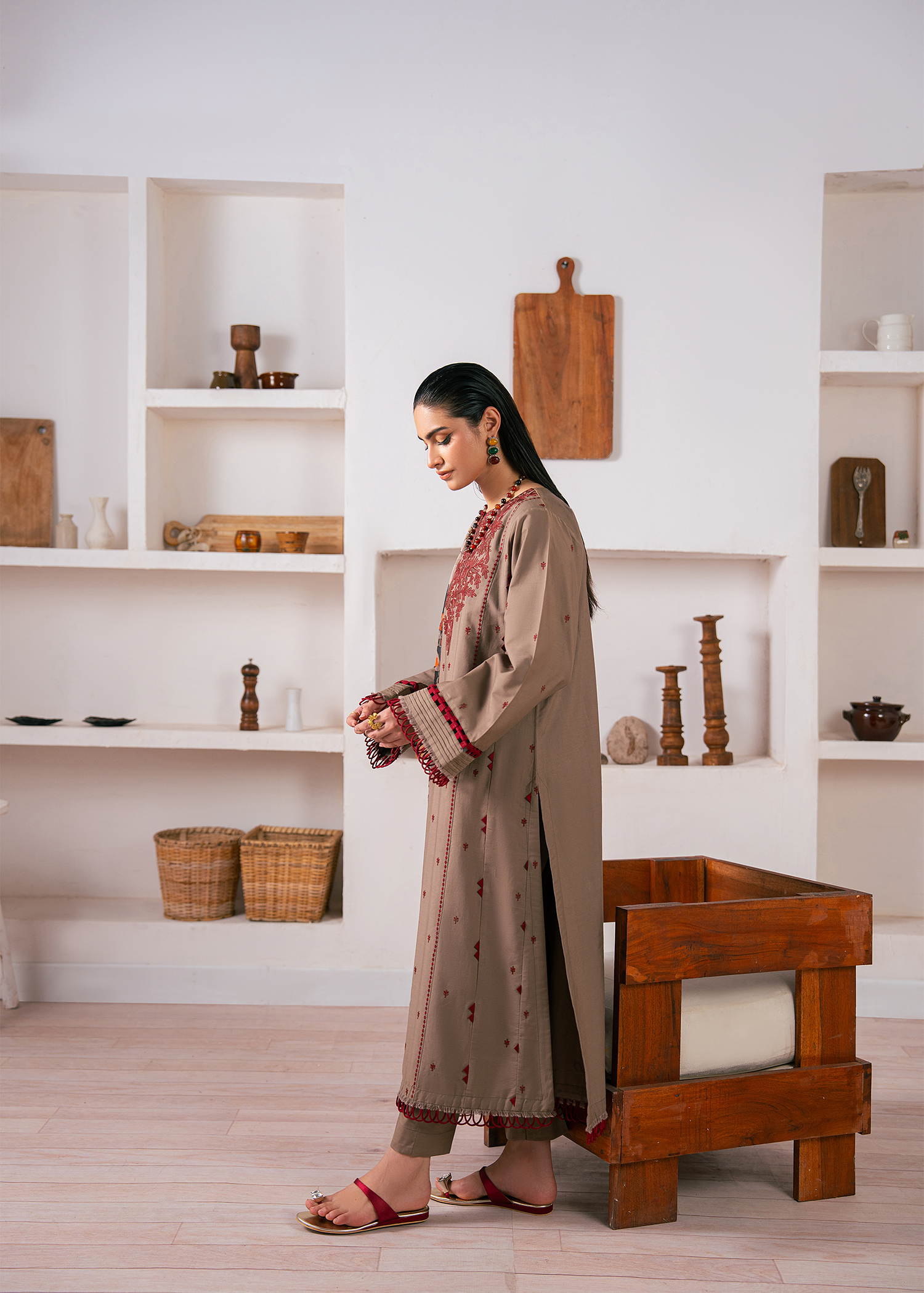 Coffee Brown Embroidered Suit