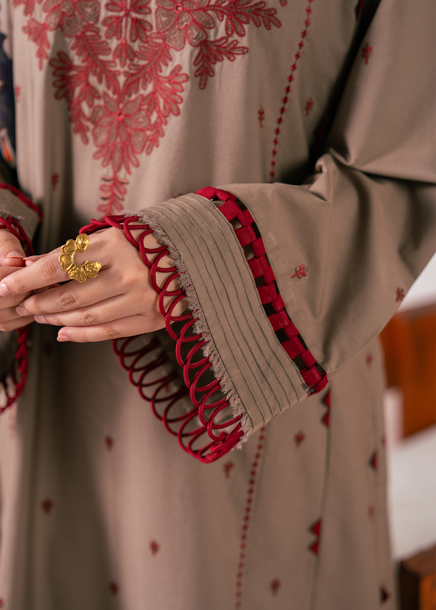 Coffee Brown Embroidered Suit