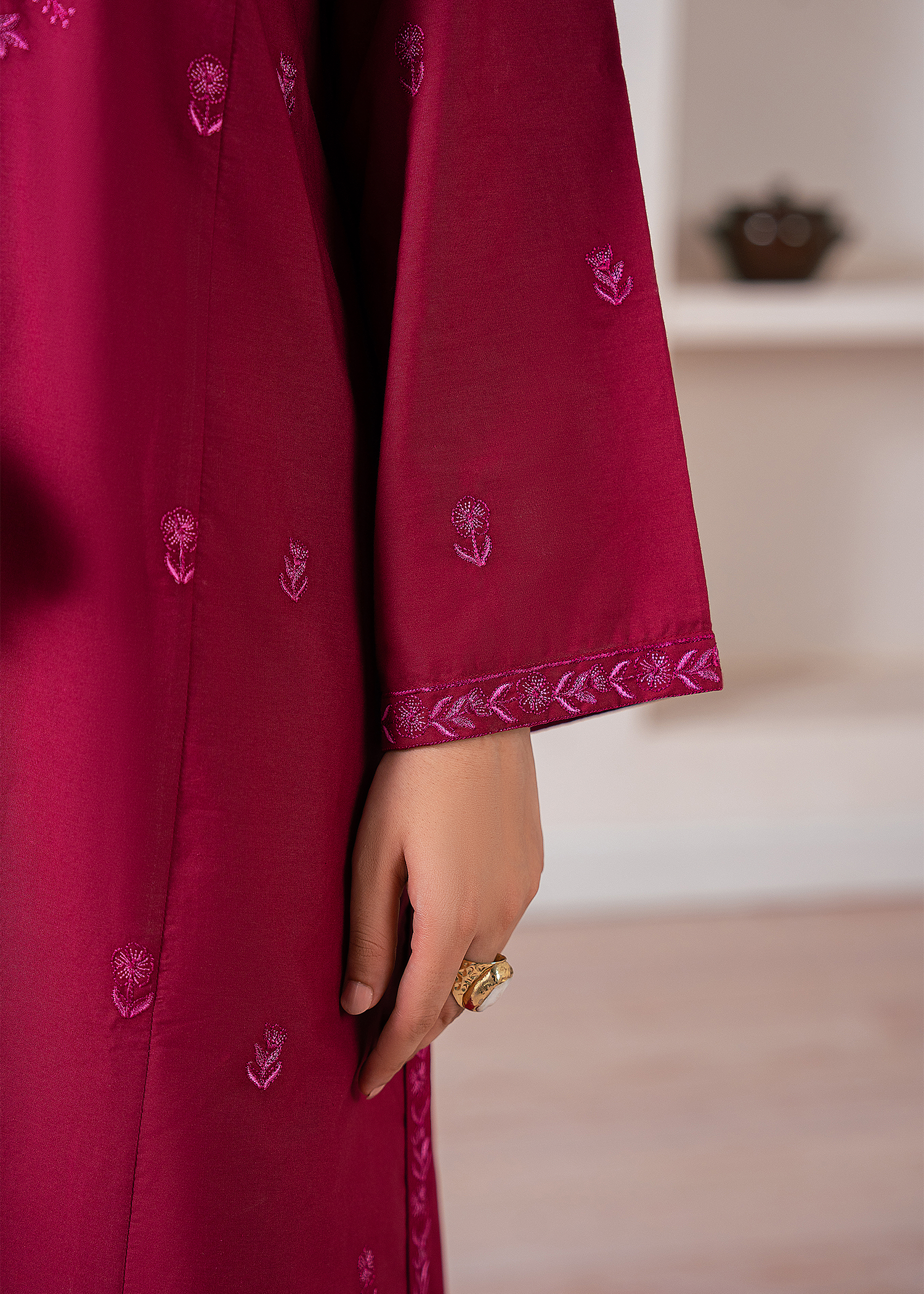 Berry Pink Embroidered Suit