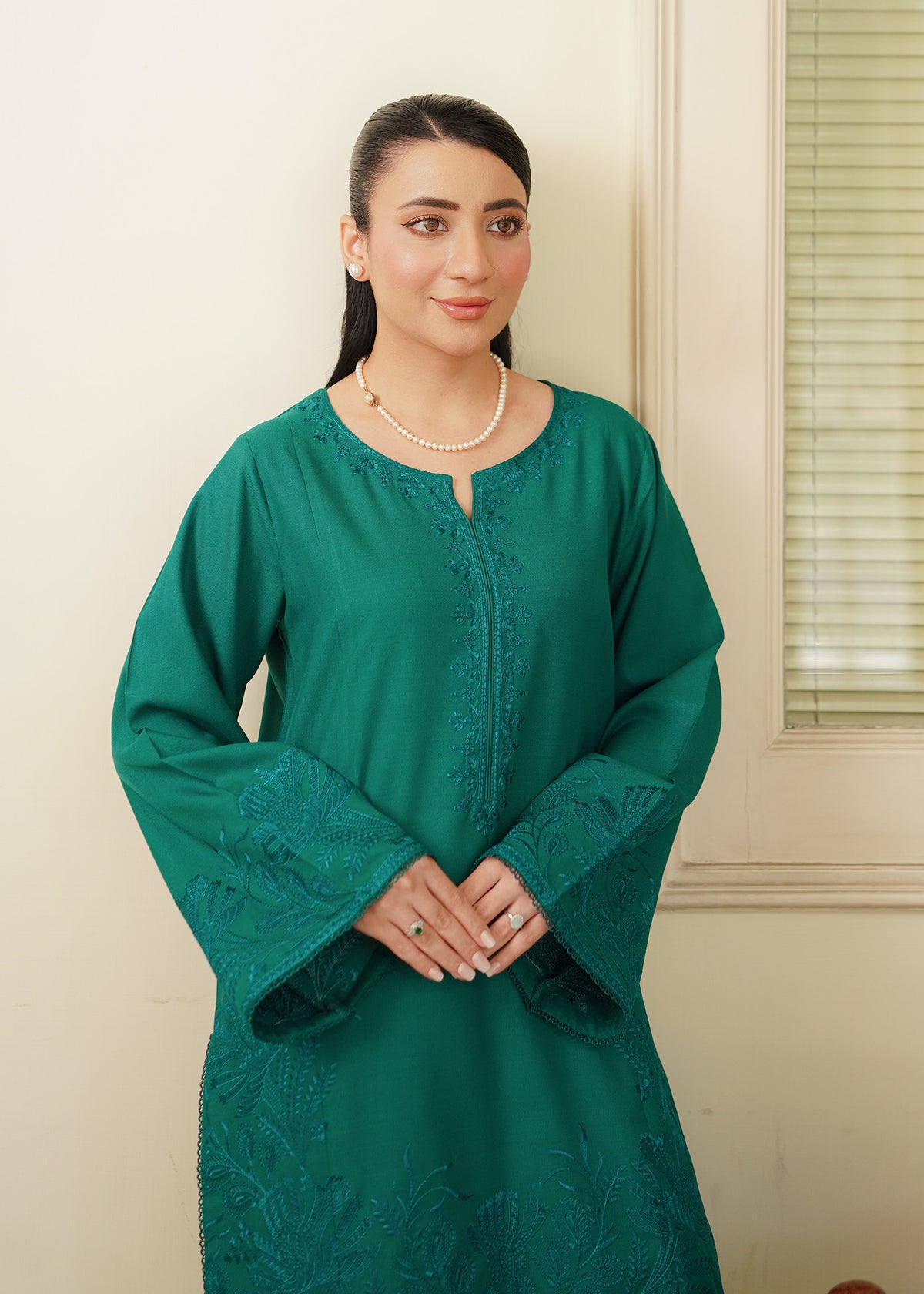 Emerald Green Embroidered Marina 2 PC Suit