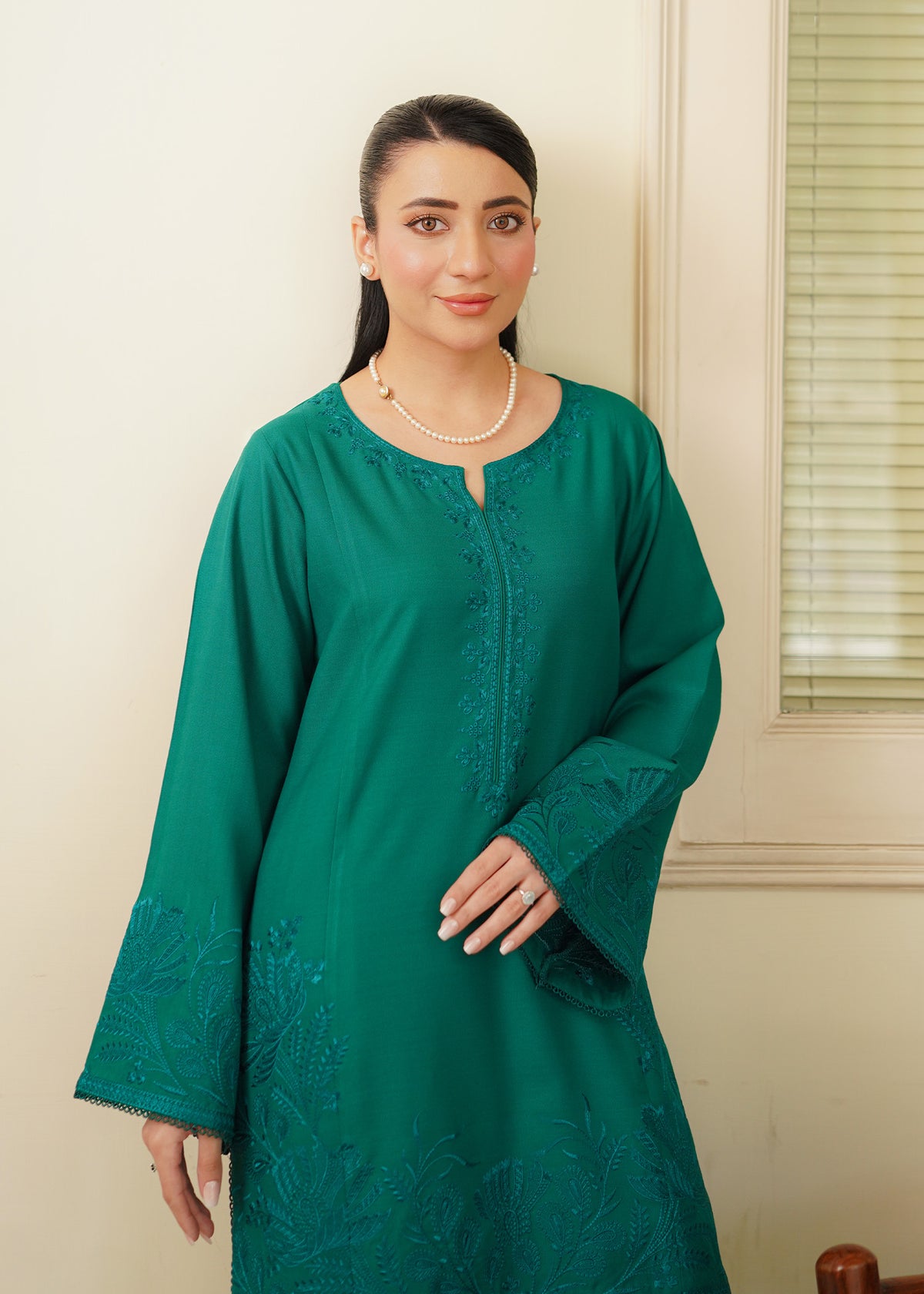 Emerald Green Embroidered Marina 2 PC Suit