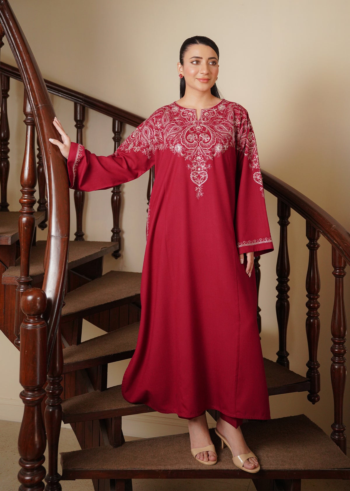 Pink Embroidered Marina 2 PC Suit