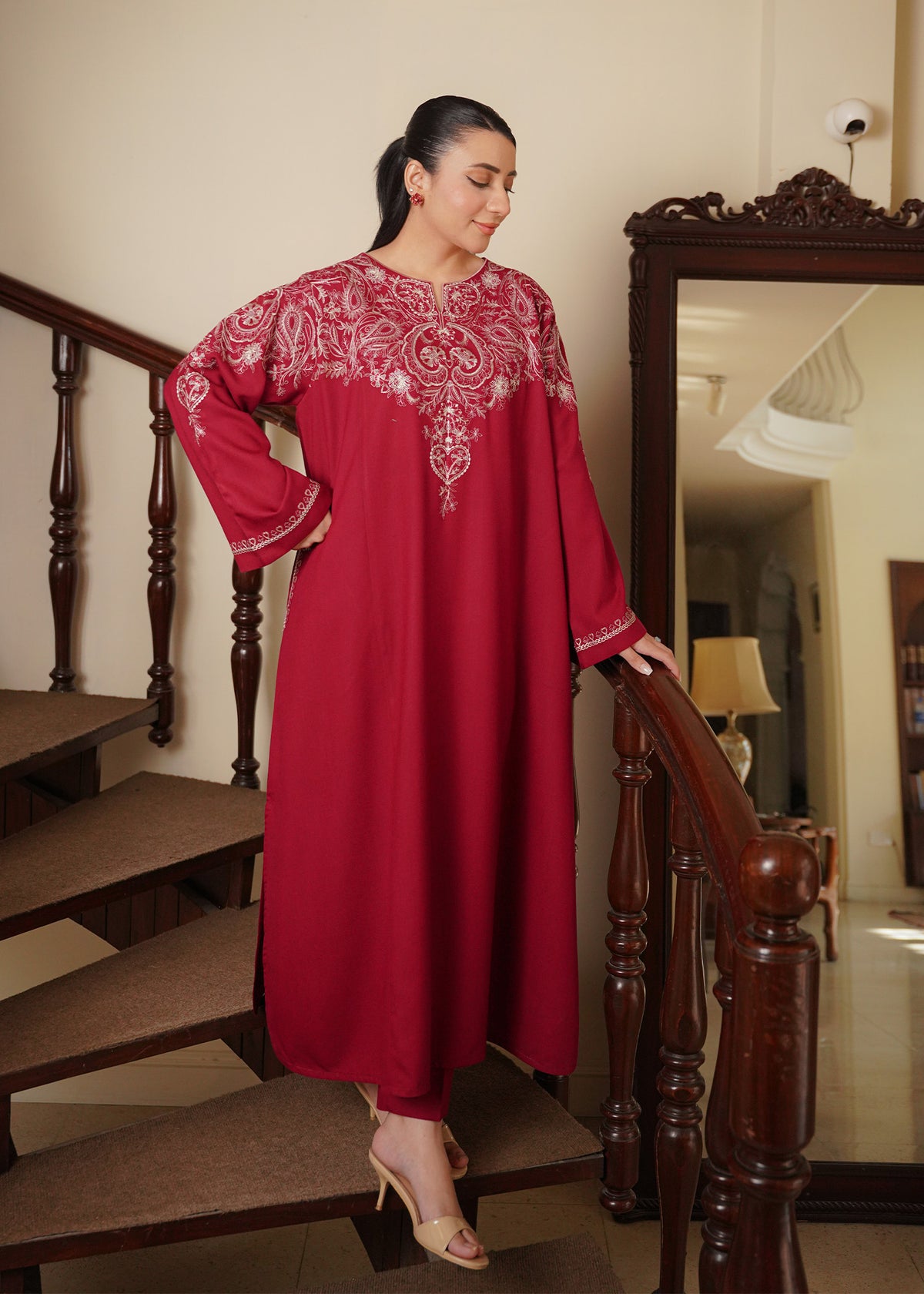 Pink Embroidered Marina 2 PC Suit