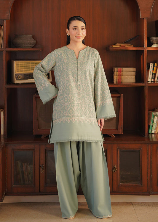 Sage Green Embroidered Marina 2 PC Suit