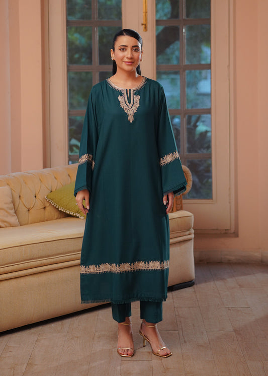 Teal Embroidered Marina 2 PC Suit