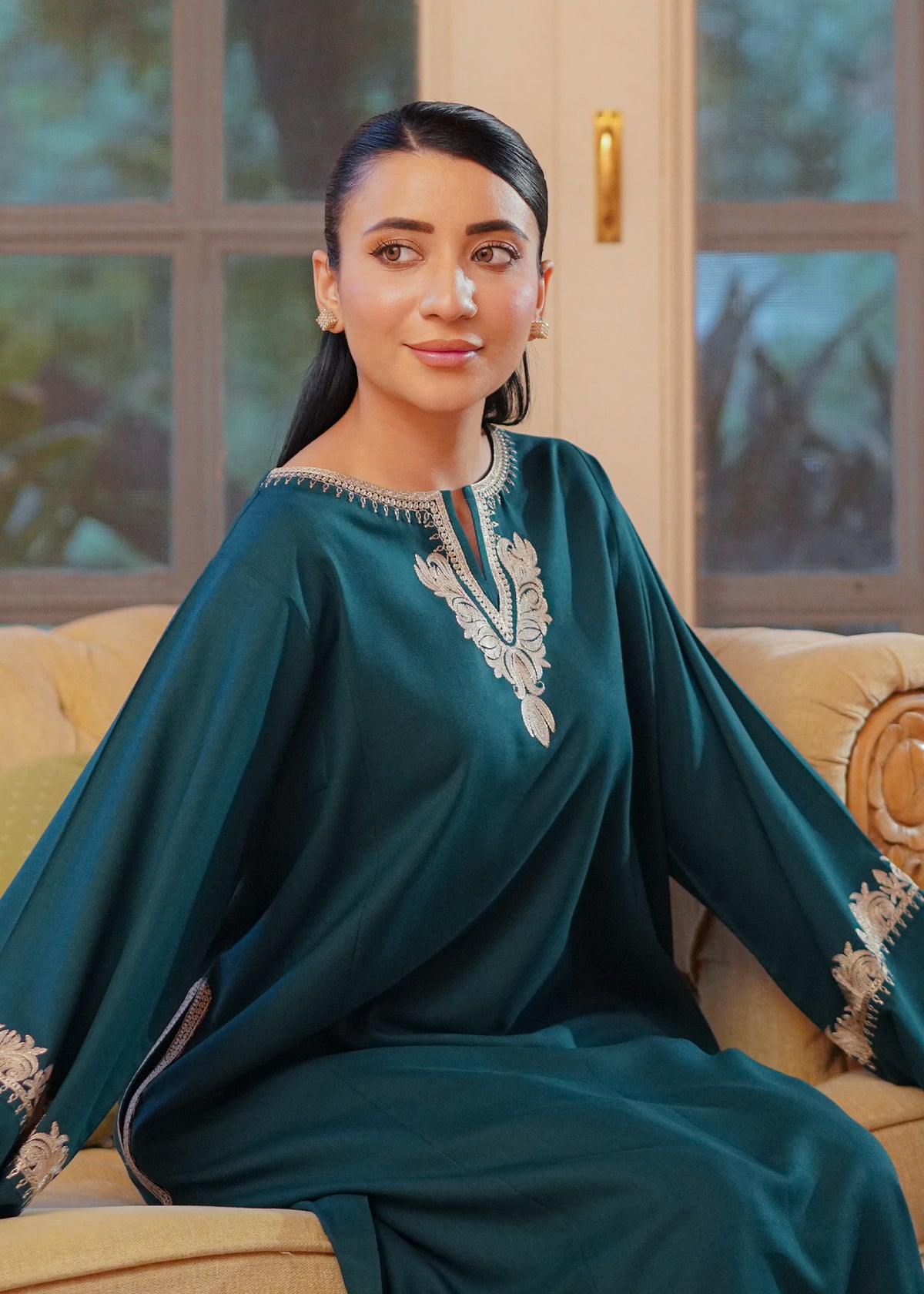 Teal Embroidered Marina 2 PC Suit