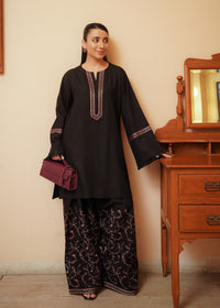 Black Embroidered Marina 2 PC Suit
