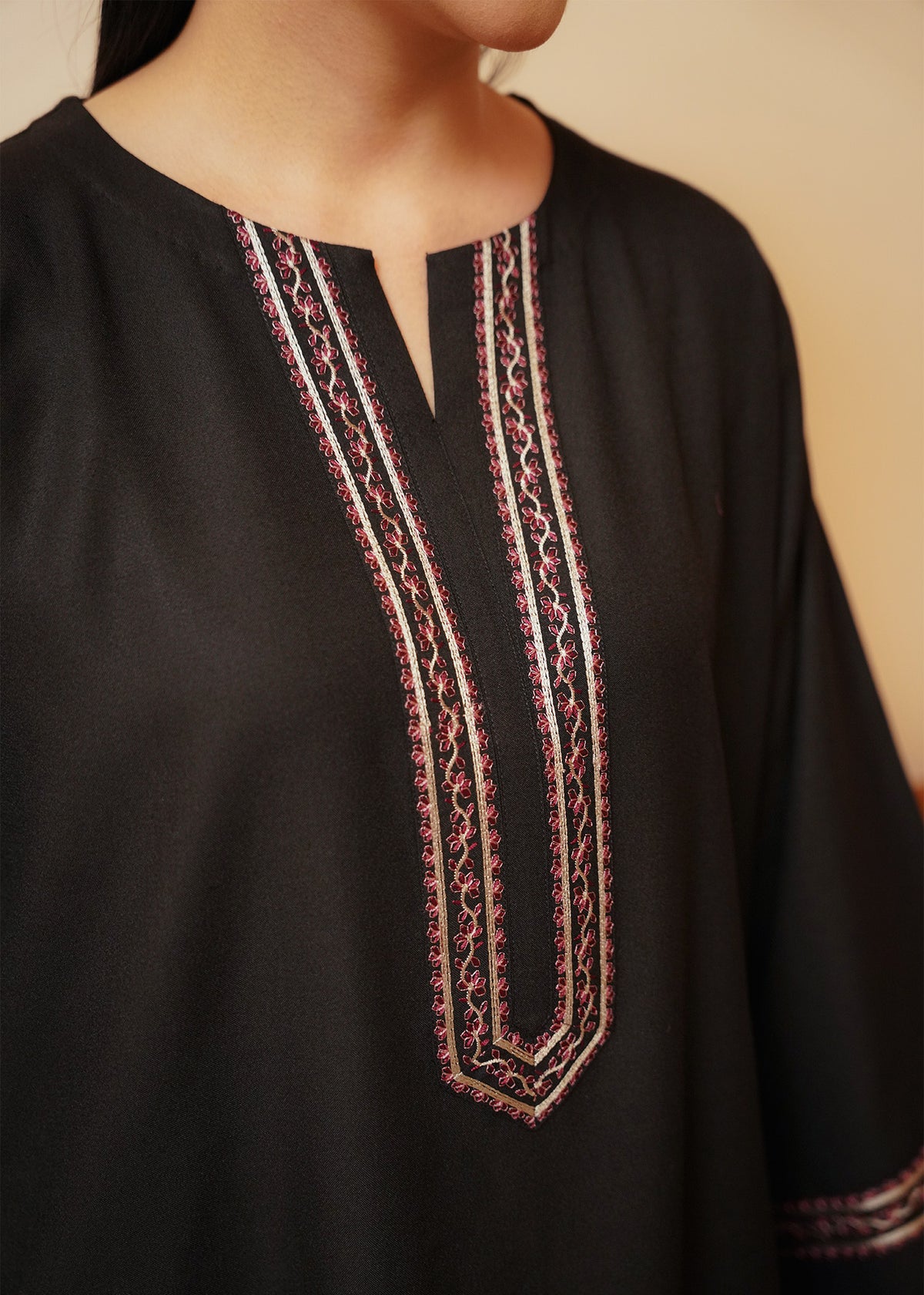 Black Embroidered Marina 2 PC Suit