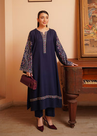 Navy Blue Embroidered Marina 2 PC Suit