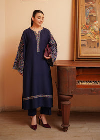 Navy Blue Embroidered Marina 2 PC Suit