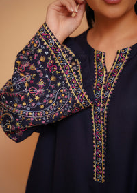 Navy Blue Embroidered Marina 2 PC Suit