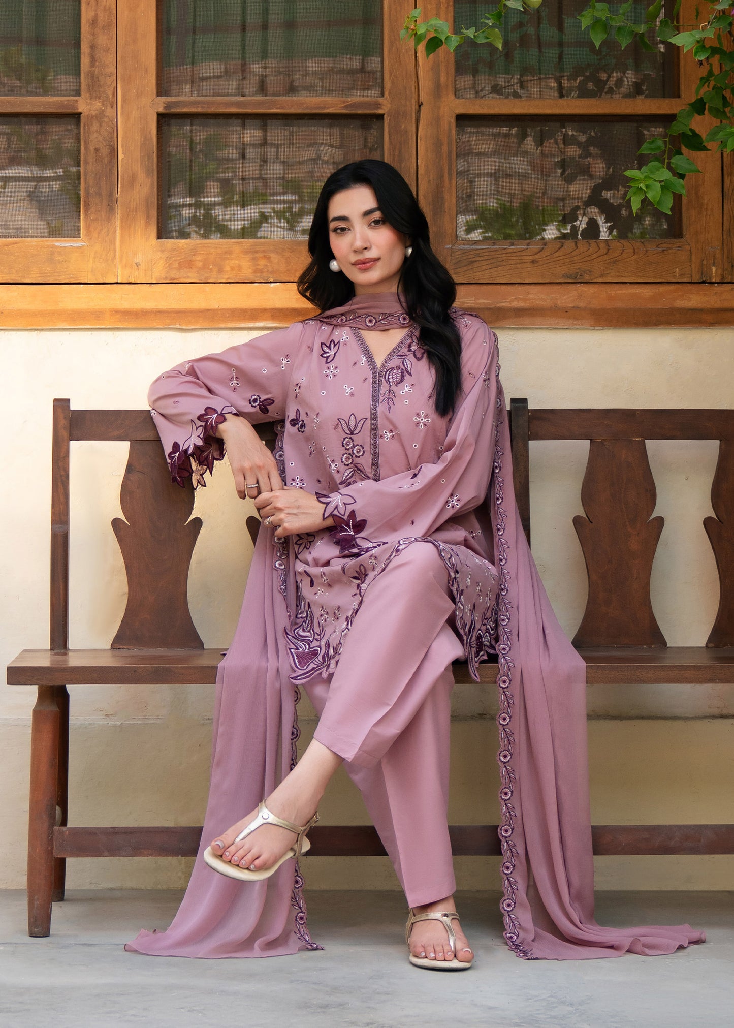 Ava Tea Pink Festive Lawn