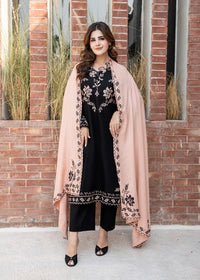Onyx Black Embroidered Khaddar Suit