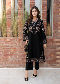 Onyx Black Embroidered Khaddar Suit