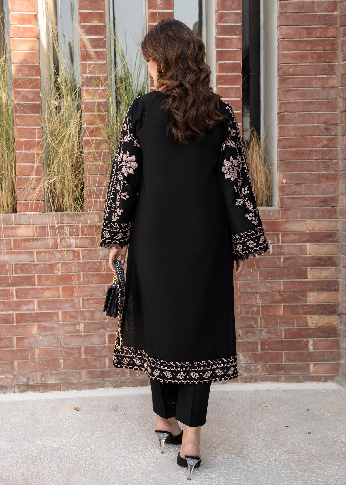 Onyx Black Embroidered Khaddar Suit