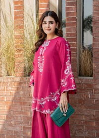 Raspberry Pink Embroidered Khaddar Suit