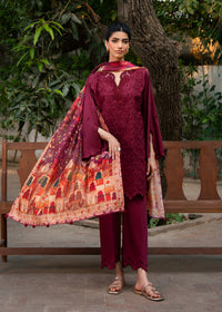 Ana Maroon Festive Lawn