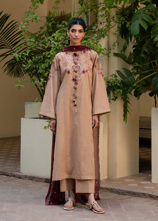Mia Beige Festive Lawn