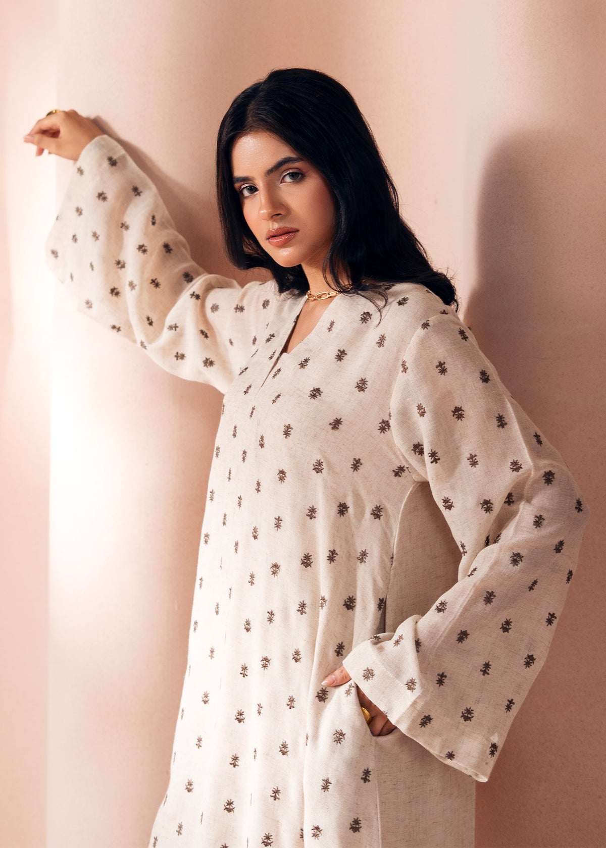Beige Embroidered Shirt