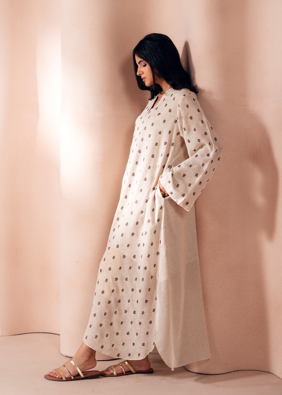Beige Embroidered Shirt