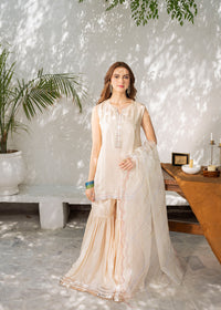 Cream Embroidered Gharara Suit