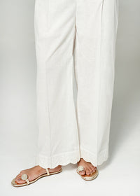 White Embroidered Trouser