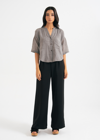 Grey Cropped Button Down