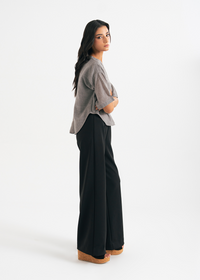 Grey Cropped Button Down