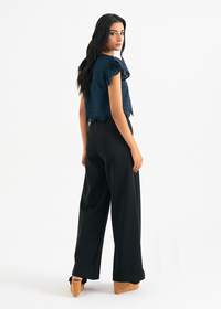 Navy Blue Embroidered Top