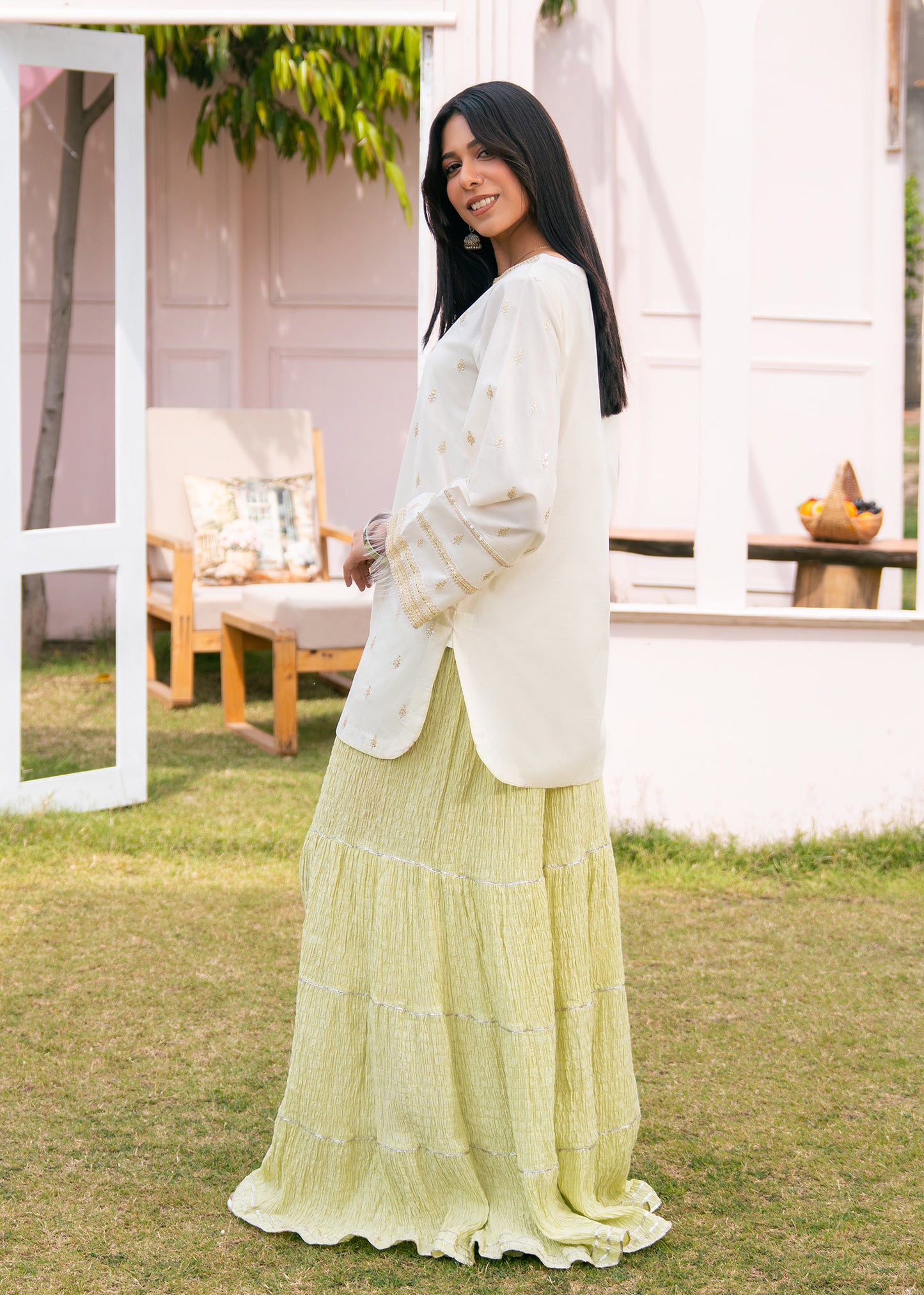 Lime Green Embroidered Crush Suit