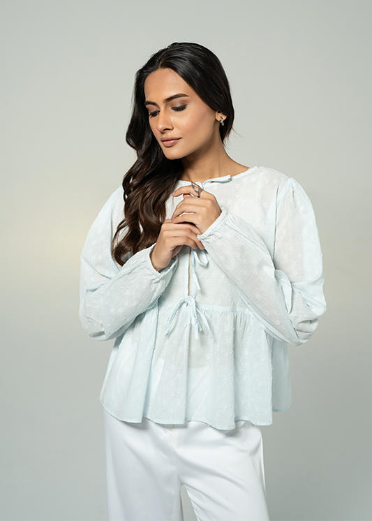 Blue Broche Top