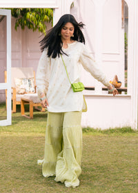 Lime Green Embroidered Crush Suit