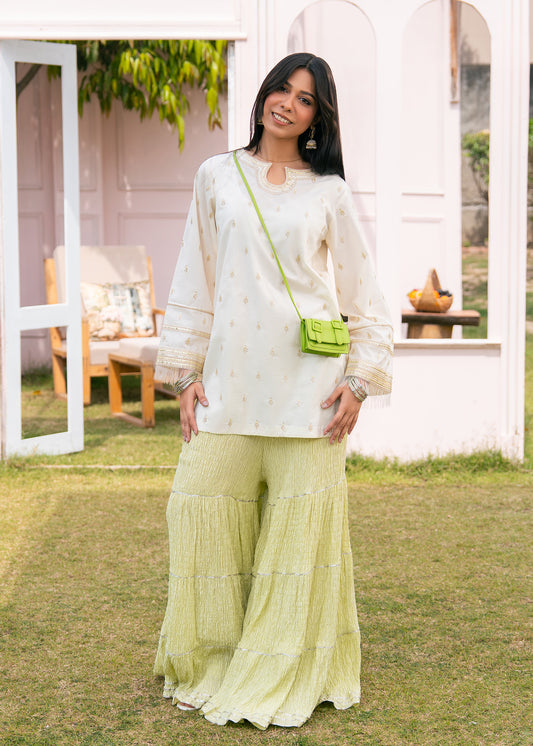Lime Green Embroidered Crush Suit