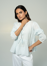 Blue Broche Top