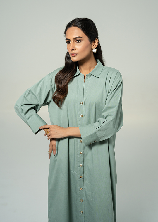 Olive Green Button Down Dress
