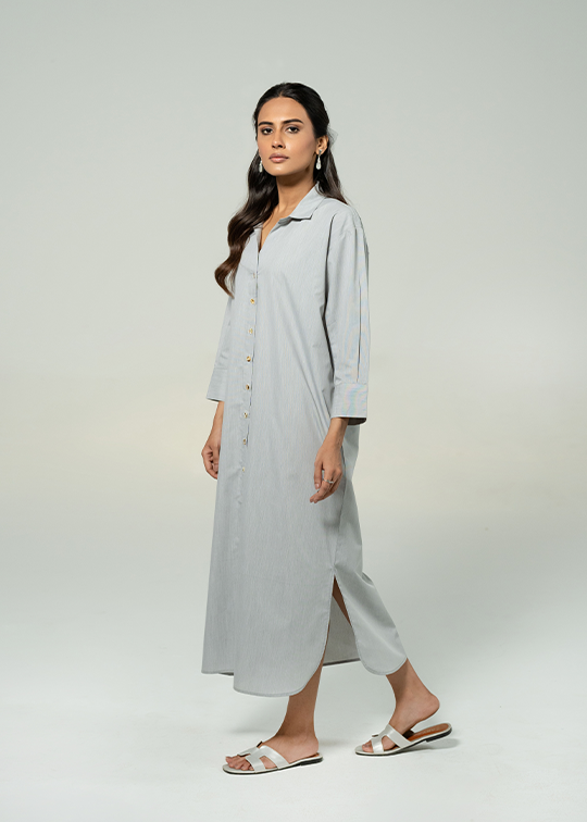 Grey Button Down Dress