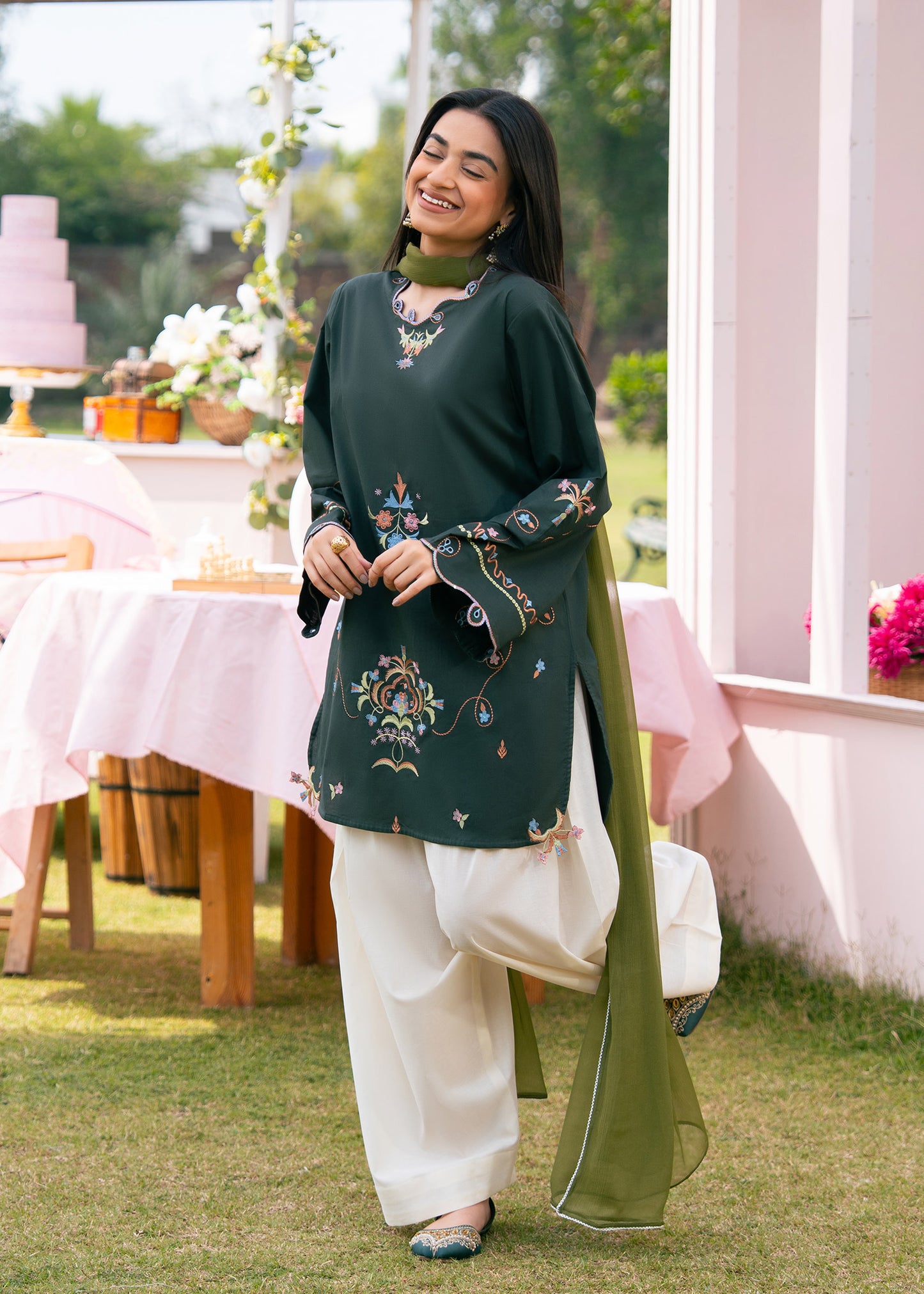 Pine Green Embroidered Suit